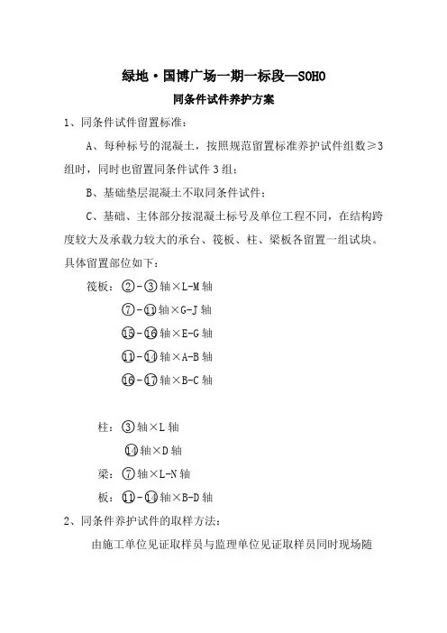 砼同条件养护方案