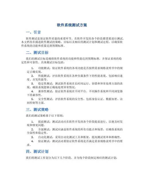 软件系统测试方案