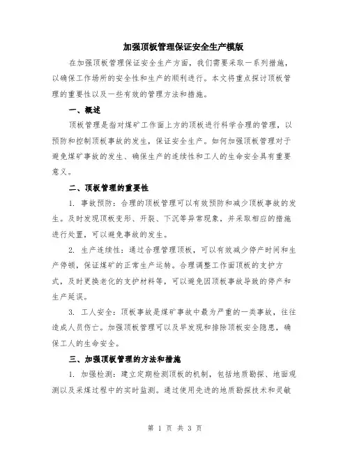 加强顶板管理保证安全生产模版