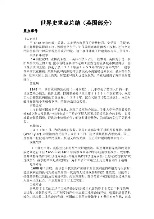 世界史英国重点总结