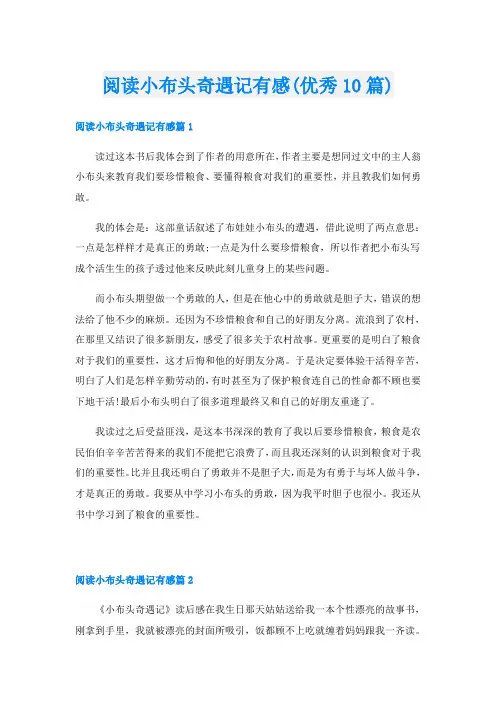 阅读小布头奇遇记有感(优秀10篇)