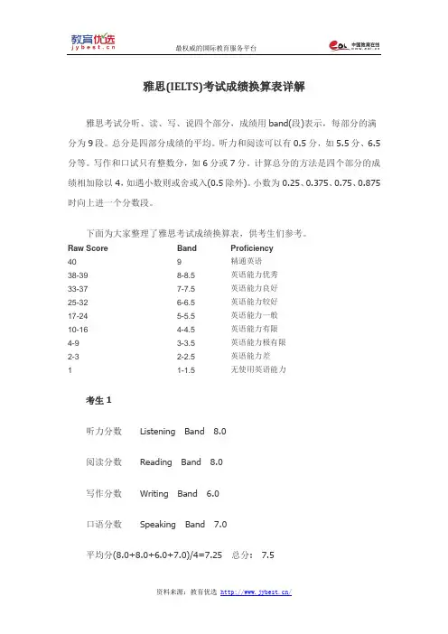 雅思(IELTS)考试成绩换算表详解