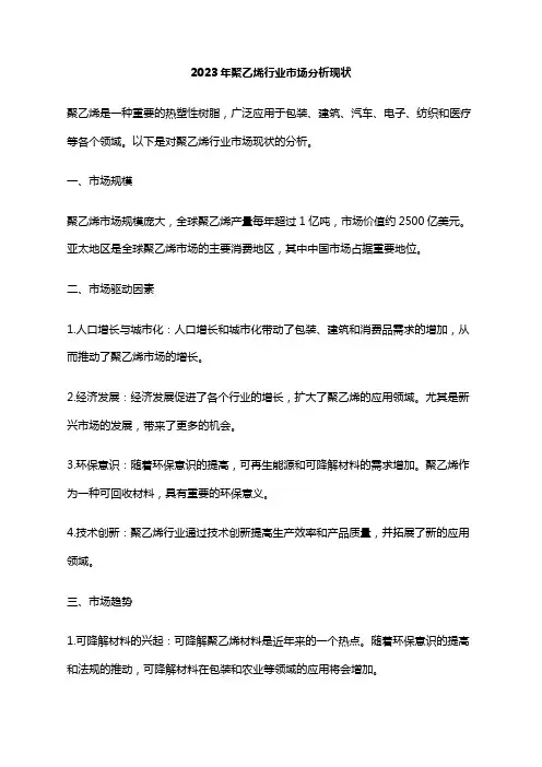 2023年聚乙烯行业市场分析现状