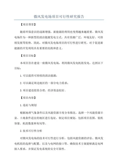 微风发电场项目可行性研究报告