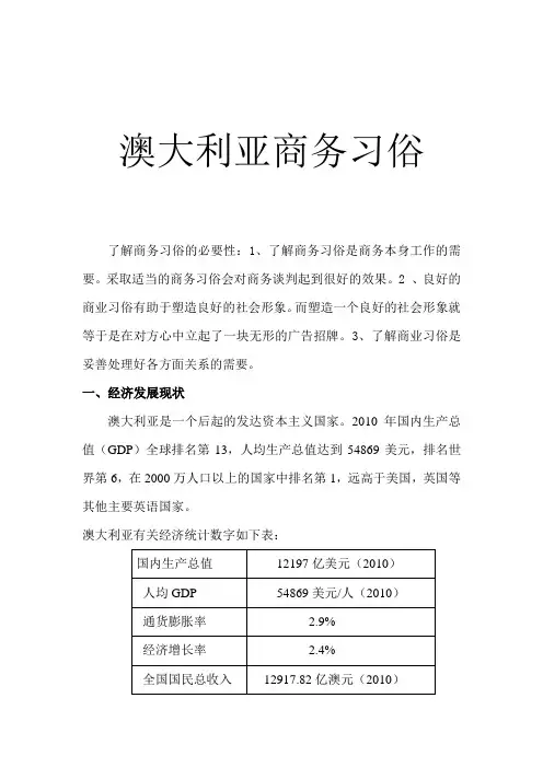 澳大利亚商务习俗