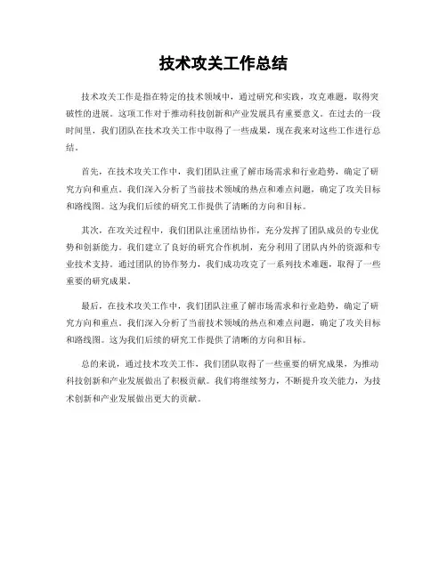 技术攻关工作总结