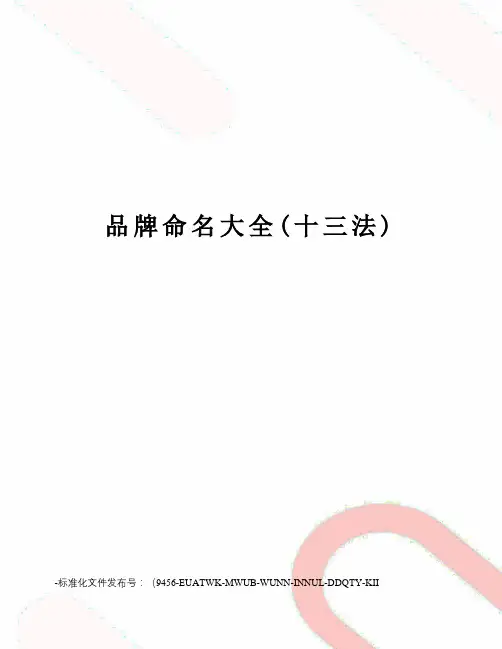 品牌命名大全(十三法)