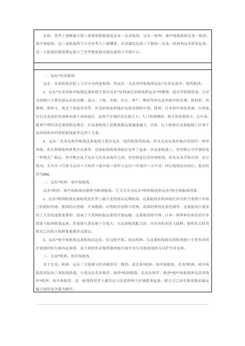 三条集装箱航线