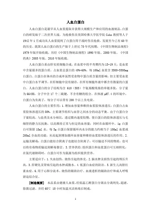 人血白蛋白—药典注释