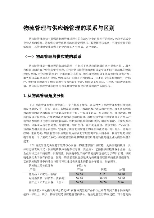物流管理与供应链管理的联系与区别