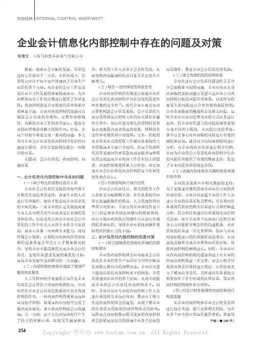 企业会计信息化内部控制中存在的问题及对策