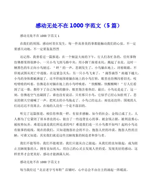 感动无处不在1000字范文(5篇)
