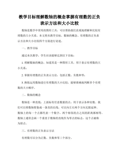 教学目标理解数轴的概念掌握有理数的正负表示方法和大小比较