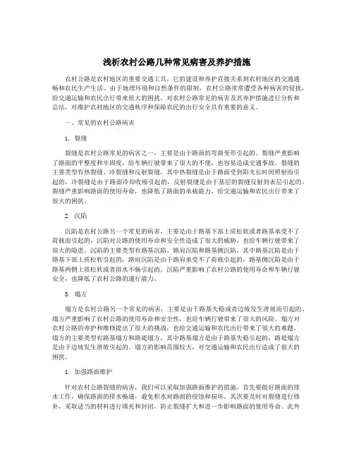 浅析农村公路几种常见病害及养护措施
