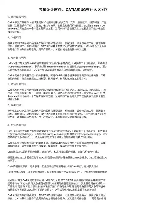 汽车设计软件。CATIA和UG有什么区别？