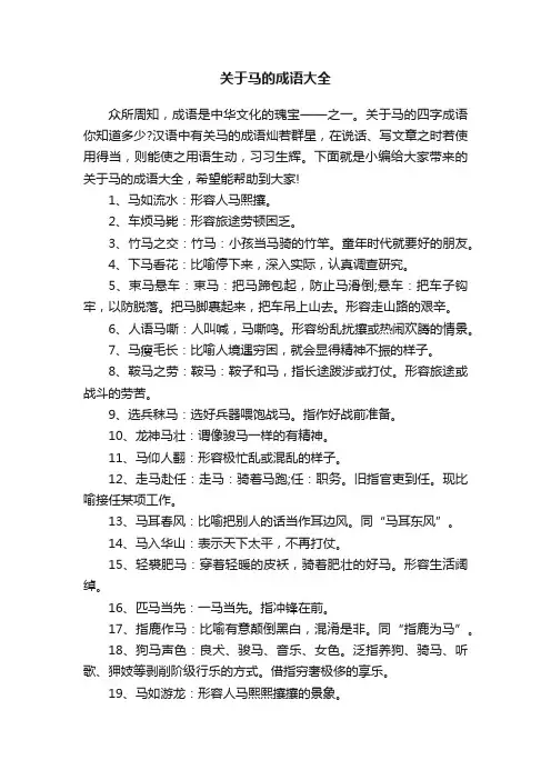 关于马的成语大全