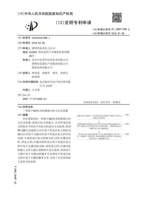 【CN109977399A】一种基于NLP技术的数据分析方法及装置【专利】