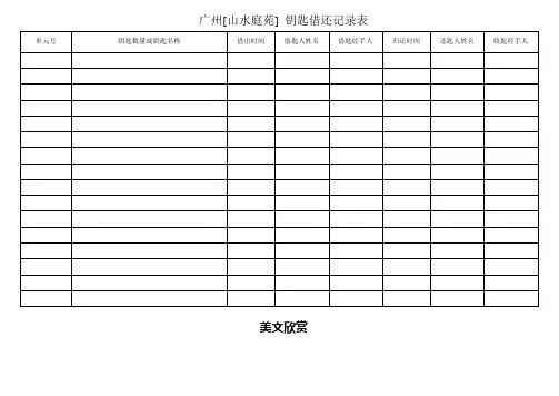 表24-山水庭苑钥匙借还记录表
