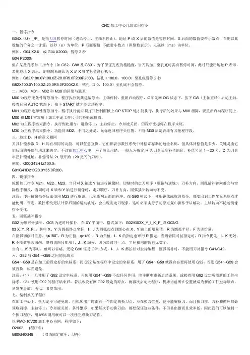 CNC加工中心中几组常用指令
