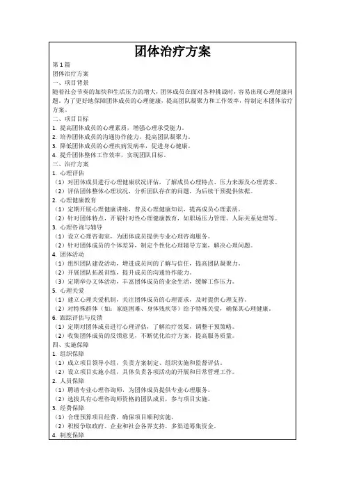 团体治疗方案