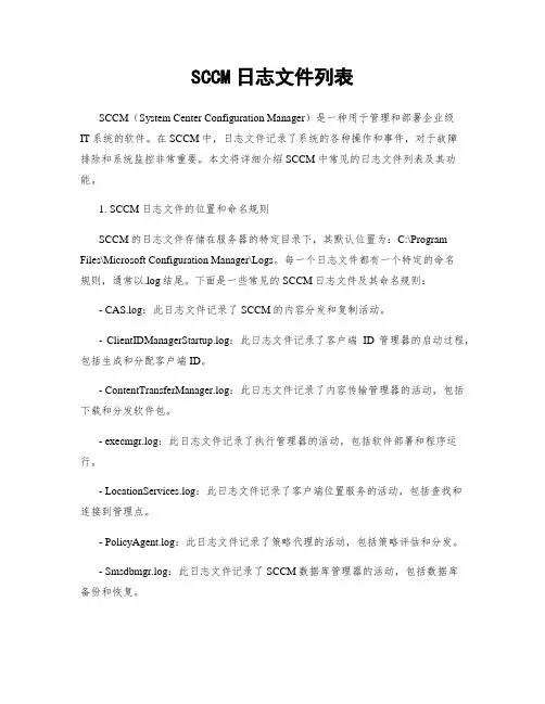 SCCM日志文件列表