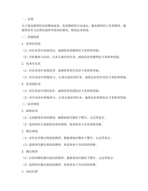 教师培训奖惩管理制度