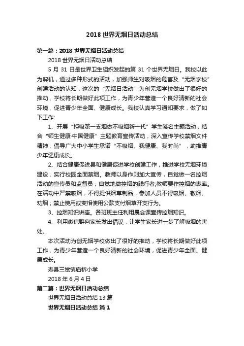 2018世界无烟日活动总结