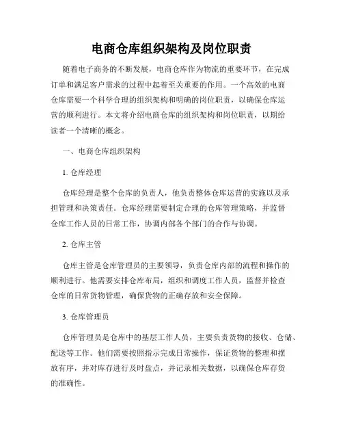 电商仓库组织架构及岗位职责