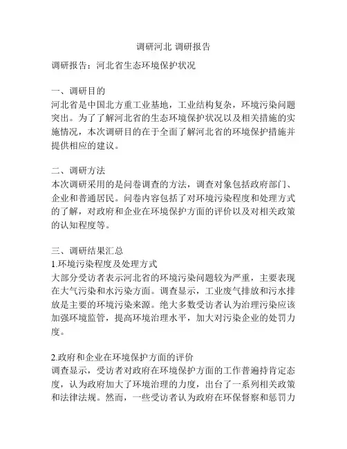 调研河北 调研报告