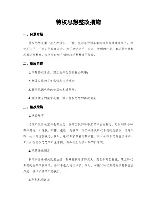 特权思想整改措施