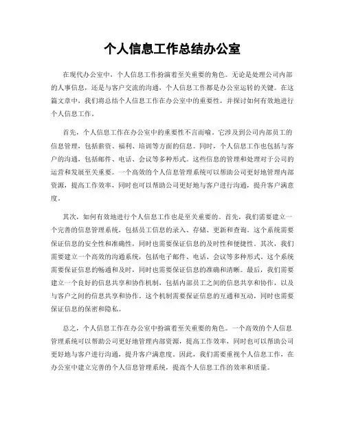 个人信息工作总结办公室