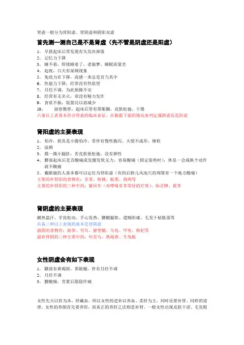 肾虚症状临床表现