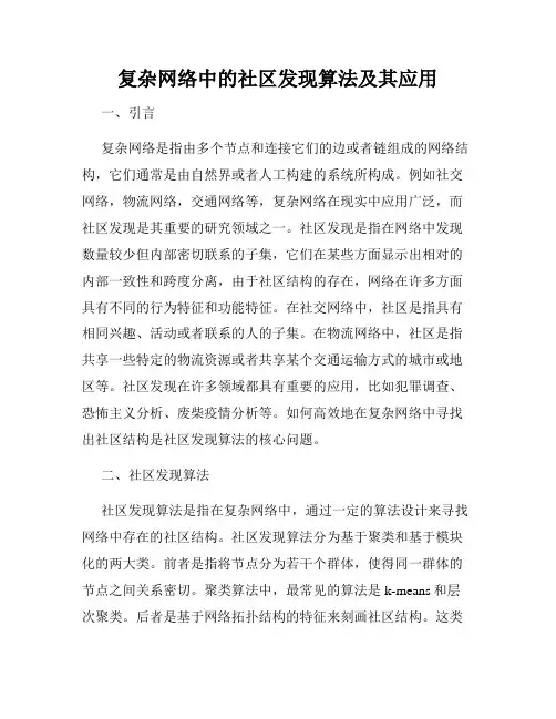 复杂网络中的社区发现算法及其应用