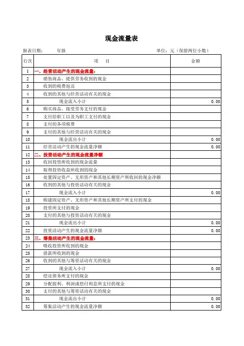 现金流量表 Excel版 