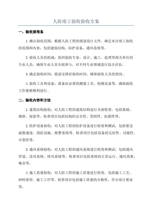 人防竣工验收验收方案