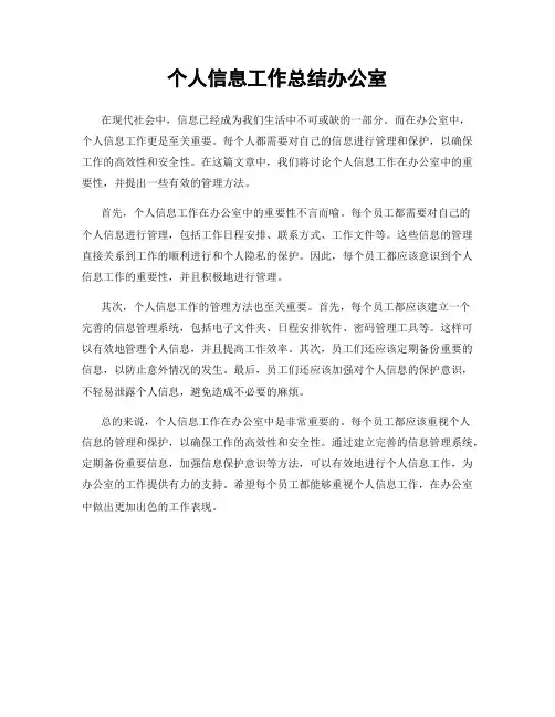个人信息工作总结办公室
