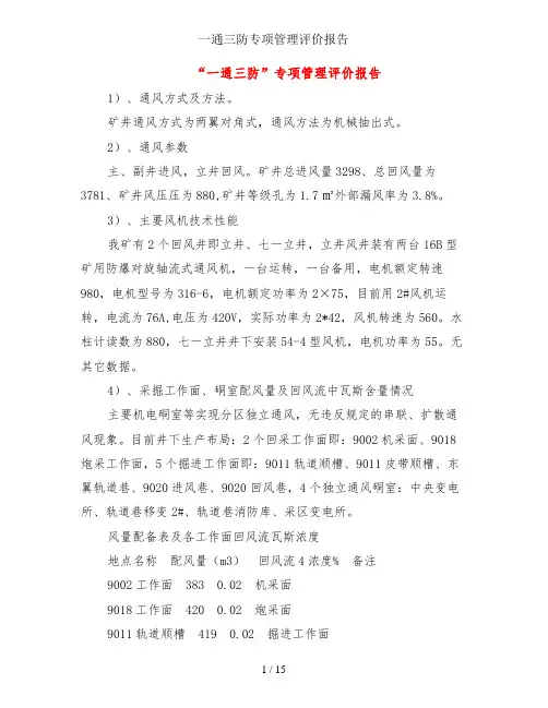 一通三防专项管理评价报告