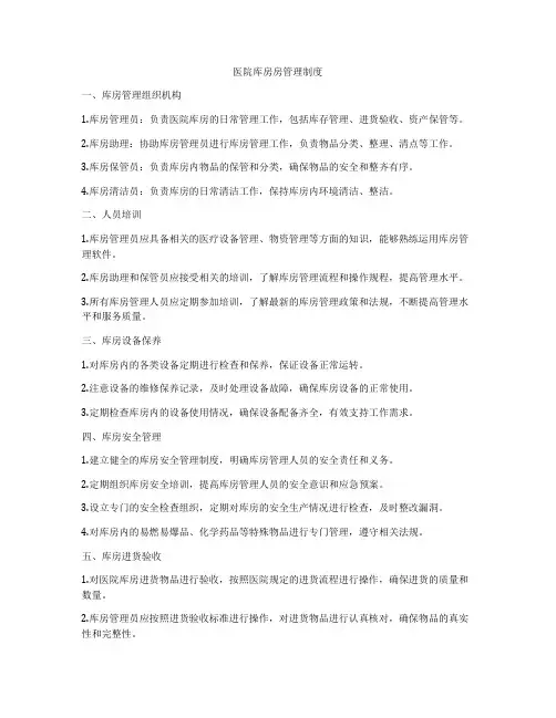 医院库房房管理制度