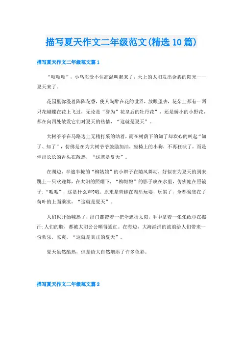描写夏天作文二年级范文(精选10篇)