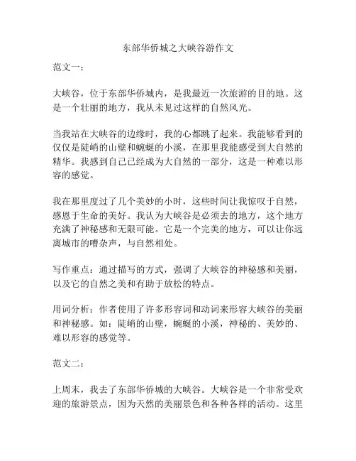 东部华侨城之大峡谷游作文