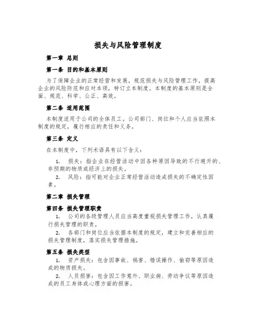 损失与风险管理制度