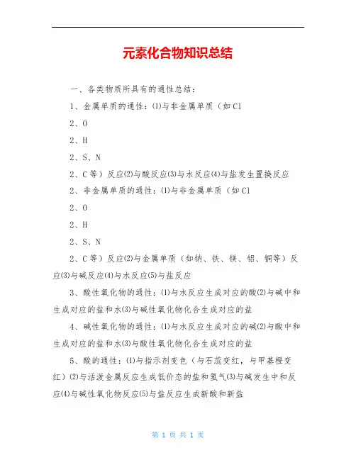 元素化合物知识总结