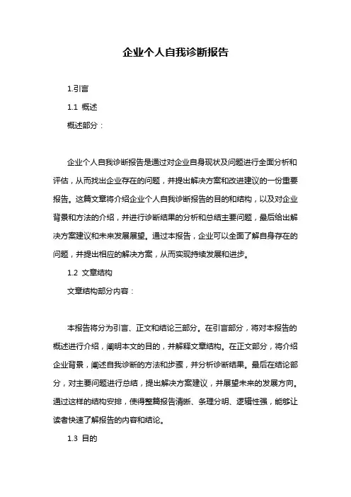 企业个人自我诊断报告