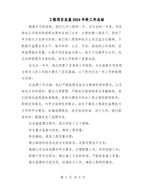 工程项目总监2024年终工作总结（3篇）