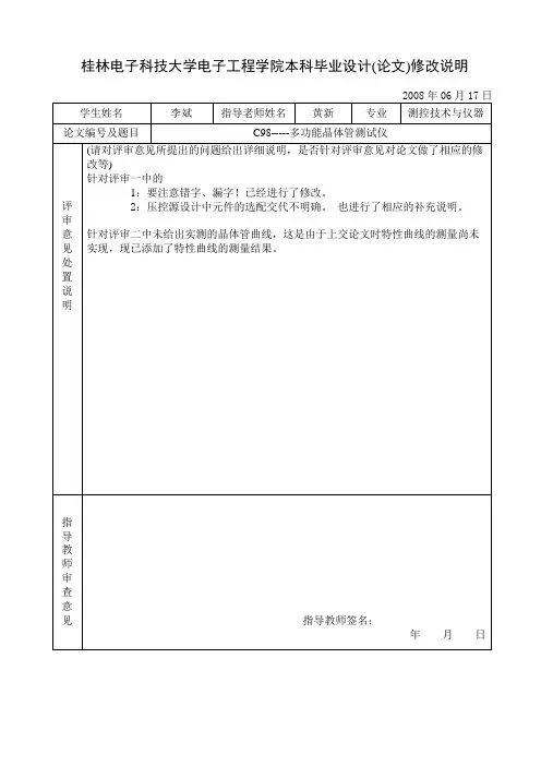 毕业设计(论文)修改说明