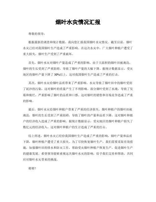 烟叶水灾情况汇报