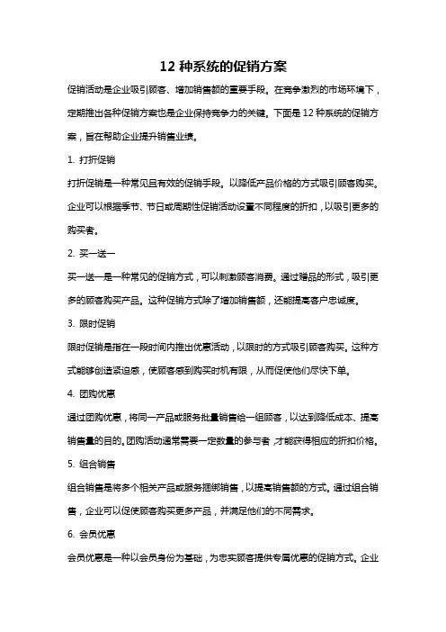 12种系统的促销方案