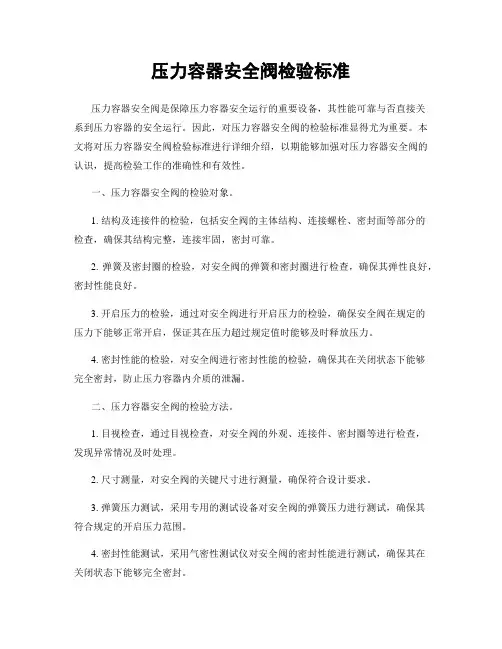 压力容器安全阀检验标准