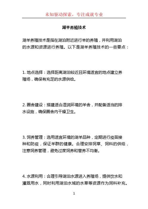 湖羊养殖技术