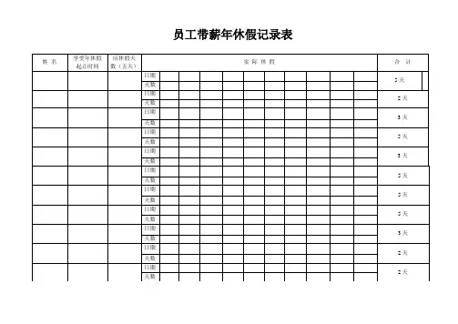 LY026----员工带薪年休假记录表